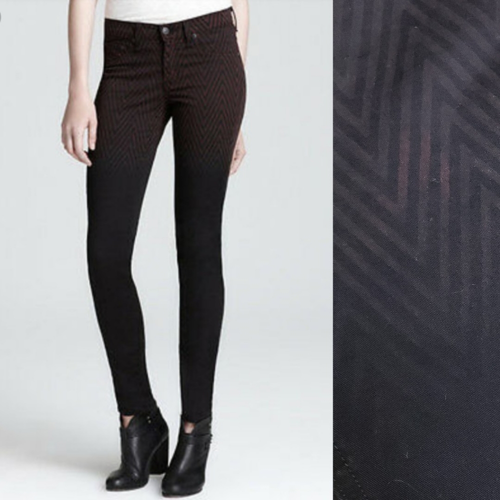 rag & bone Black Skinny Jeans with Subtle Chevron Texture